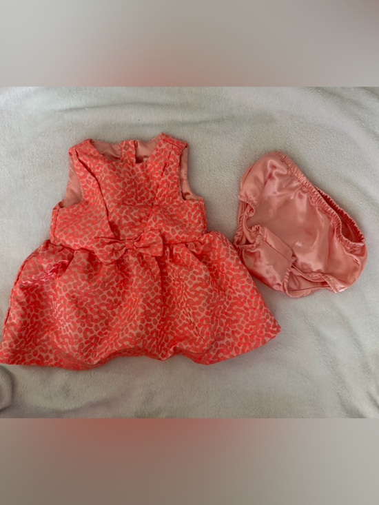 Cat & Jack Other - Cat & Jack Coral Satin Infant Dress with Matching Bonnet